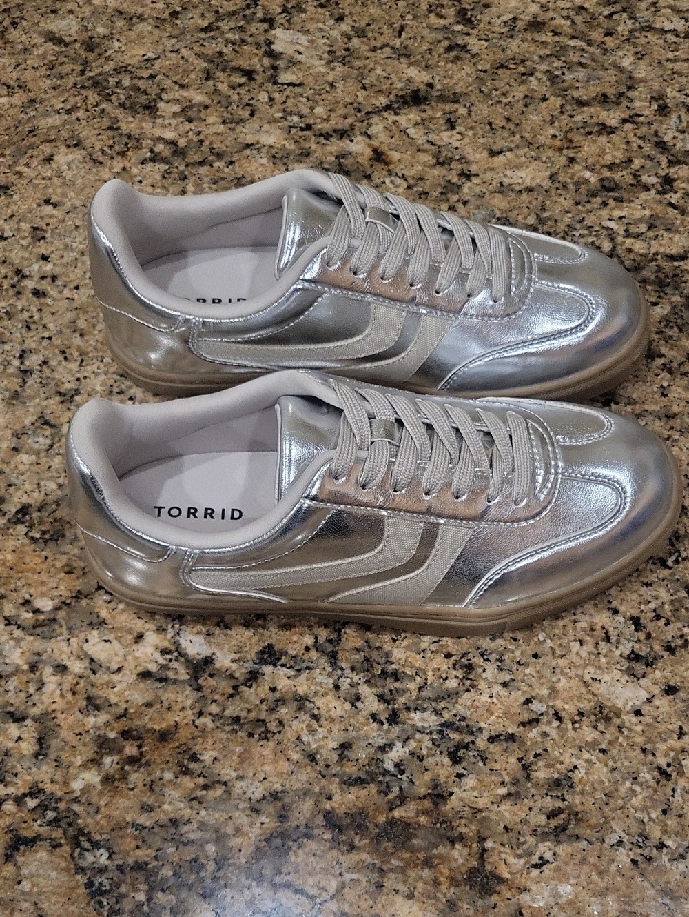 torrid Metallic Silver Low-Top Lace-Up Sneakers